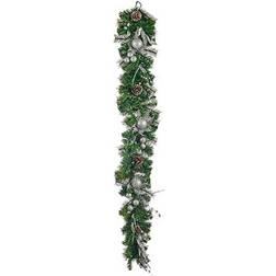 Christmas garland Plastic Silver Brown Green (24 x 12 x 180 cm)