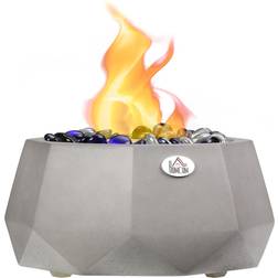 Homcom Concrete Tabletop Fireplace 9 Portable Alcohol Fireplace 0.1 gal 215 Sq. ft. Light Grey