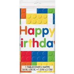 Unique Party 58233 Building Blocks Birthday Plastic Tablecloth, 7ft x 4.5ft