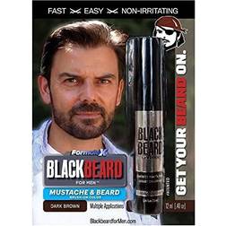 Blackbeard for Men Formula X Instant Mustache, Beard, Eyebrow and Sideburns Color Fast, Easy, Men’s Grooming, Beard Dye Alternative, Dark Brown, 1 Pack