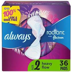 Always Radiant FlexFoam Pads for Women Heavy Flow Absorbency, with