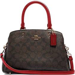 Coach Mini Lillie Carryall In Signature Canvas - Brown/Red