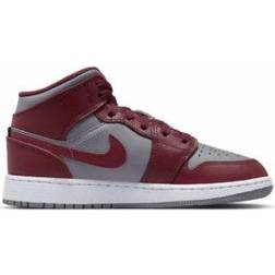 Nike Air Jordan 1 Mid GS - Cherrywood Red/Cement Grey/White