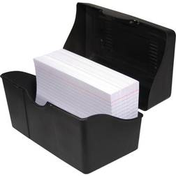 Storage Designs Plastic Card File, 300-Card Capacity, Black