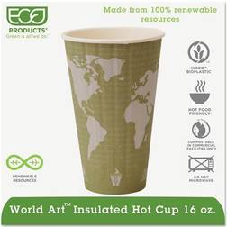 World Art Renewable & Compostable Insulated Hot Cups 16oz. 40/PK, 15 PK/CT