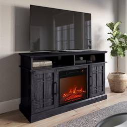 Belleze Electric Fireplace Rustic Grey TV Bench 47x28.9"