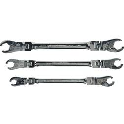 3 Pc. Ratcheting Flex Head Flare Nut Metric Wrench