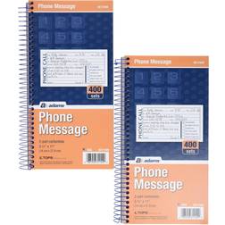 Adams Phone Message Books, 5.5" x 11" 400 Sets/Book, 2/Pack (SC1154-2D) White