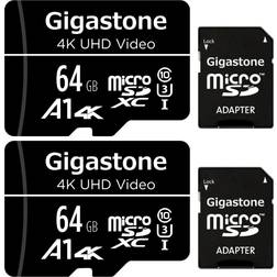 Gigastone 64GB 2-Pack Micro SD Card, 4K UHD Video, Surveillance Security Cam Action Camera Drone Professional, 90MB/s Micro SDXC UHS-I U3 Class 10