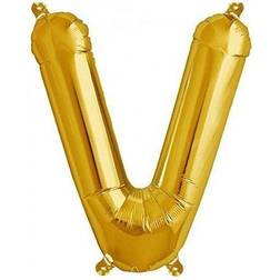 Amscan Letter V Supershape Gold Foil Balloon 34/86cm P50