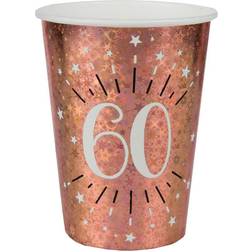 10 Rose Gold 60th Birthday Cups, Sparkling Foil 60th Party Cups, 60th Birthday Paper Cups, Milestone Age 60 Party Cups, Rose Gold Party