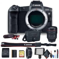 Canon EOS R Mirrorless Digital Camera Intl Model W/ RF 28-70mm Lens, Bag, 128GB Card, Extra Battery, Rode Mic, Extended Warranty, LED Light