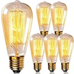 Newhouse Lighting 60 Watt, ST64 Incandescent, Dimmable Light Bulb, Warm Amber (2700K) E26/Medium (Standard) Base brown 5.9 H x 2.5 W in