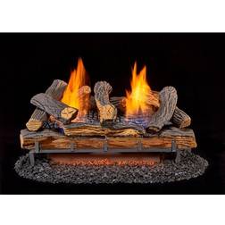 Duluth Forge Split Red Oak 24 in. Vent-Free Gas Fireplace Logs With Thermostat