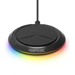RapidX Prismo RGB 10W Qi Certified Wireless Charging Pad for Android/iPhone/AirPods Black