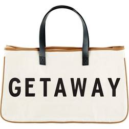 Large Cotton Canvas Weekend Getaway Bag with Genuine Leather Handles