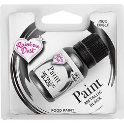 Rainbow Dust Metallic Food Paint, Black/Sort 25ml Kakepynt