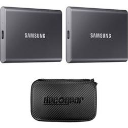 Samsung MU-PC1T0T/AM Portable SSD T7 USB 3.2 2TB, Gray (2-Pack) w/ Deco Gear Case