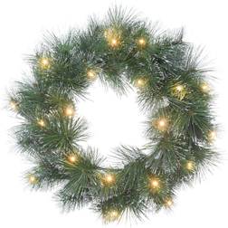 Puleo International 6 Pack: Pre-Lit Glittery Pine Wreath Decoration