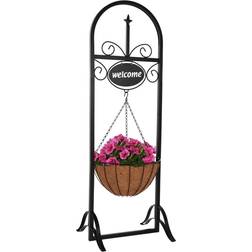 Sunnydaze Indoor/Outdoor Iron Construction Welcome Sign Coco Liner Planter