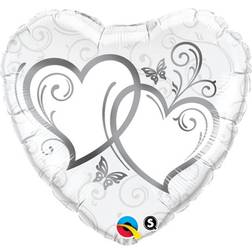Qualatex Anagram 71499 18 in. Entwined Hearts Silver Flat Foil Balloon