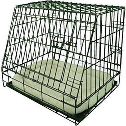 Aucune Ellie-Bo Deluxe Sloping Puppy Cage Folding Dog Crate with Non-Chew Metal Tray Fleece Slanted Front