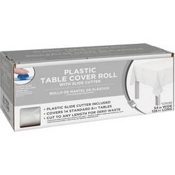 Amscan Boxed Plastic Table Roll, Frosty White, 54” x 126ï¿½