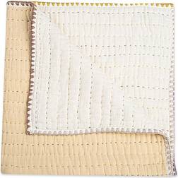 Crane Baby Cotton Muslin Kantha Baby Quilt in Cream/Natural 100% Cotton