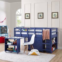 Naomi Home Twin Bed Study Kids Loft Bed with Desk Storage Space-Saving Low