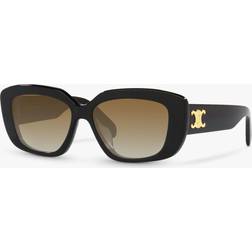 Celine CL40216U Rectangular Sunglasses, Black/Brown Gradient