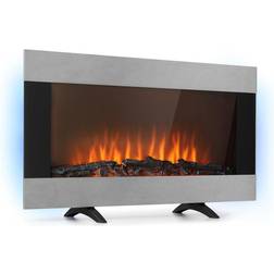 Klarstein Basel Illumine, Electric Fireplace, 2000W, 2-Stage Thermostat, Glass, Stainless Steel Silver