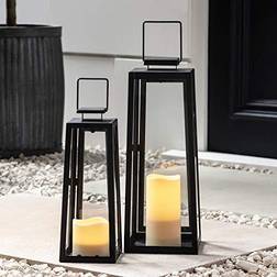 Lights4fun, Inc. Set of Two Black Operated Flameless Candle Lights Lantern