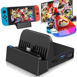 Switch TV Docking Station for Nintendo, Portable Charging Stand Compact Switch to 4K HDMI Adapter,with Extra USB 3.0 Port, Docking Station for tv