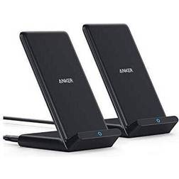 Anker Wireless Charger, 2-Pack PowerWave Stand Upgraded, Qi-Certified, Fast Charging iPhone 12, 12 Mini, 12 Pro Max, SE, 11, 11 Pro, 11 Pro Max, Galaxy S20 S10 S9 S8, Note 10 Note 9 (No AC Adapter)