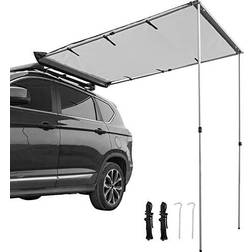 VEVOR 7.6 x 8.2 ft. Car Side Awning with Carry Bag Telescoping Poles Trailer Sunshade Rooftop Tent Installation Kit, Grey