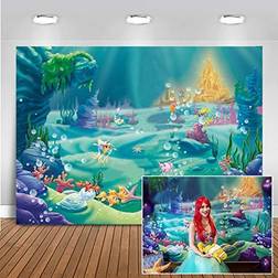 Mocsicka Mermaid Backdrop Under Sea Castle Photography Background 7x5ft Vinyl Child Kids Baby Birthday Party Decoration Backdrops