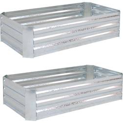 48 Galvanized Steel Rectangle Raised Bed - Silver