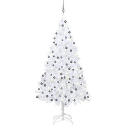 vidaXL Artificial with LEDs&Ball Set White 59.1 PVC Christmas Tree 82.7"