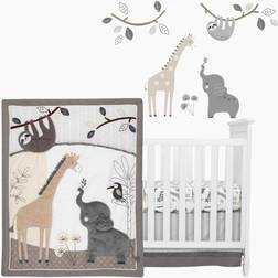 Lambs & Ivy Baby Jungle Animals 4-Piece Gray/White/Taupe Crib Bedding
