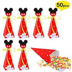 50 Pcs Mouse Candy Boxes Mouse Goodie Gift Bags For Kids Birthday Party Supplies Baby Shower Theme Party Decorations