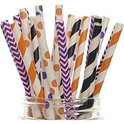 Halloween Straws (Halloween Orange, Black and Purple, 25)