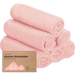 KeaBabies Deluxe Baby Bamboo Washcloths (6 Pack) in Blush Pink 100% Organic