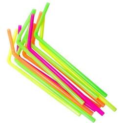 Jacent Disposable Drinking Straws Neon Plastic Flex Straws, 125 Count per Pack, 1-Pack