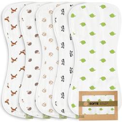 KeaBabies 5-Pack Organic Muslin Baby Burp Cloths for Boys Girls