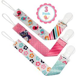 Liname Pacifier Clip for Baby Multicolor Fits All Pacifiers & Soothers 3 Pack