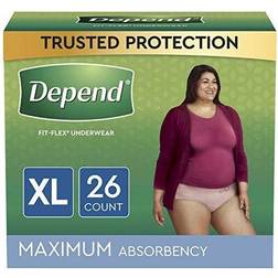 Depend FIT-FLEX Adult Incontinence Underwear for Women Maximum Absorbency XL Blush Count