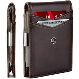 SUAVELL Leather Slim Wallets for Men. Wallet Card Holder with Money Clip. Low