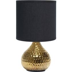 Simple Designs 9.25 Gold Black Hammered Drip Mini Table Lamp