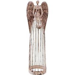 Antiqued Metal Garden Angel Statue with Heart Angel Yard Garden