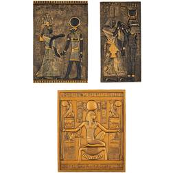 Design Toscano in. Egyptian Temple Stele Tutankhamen, Isis, Horus Plaque Sculpture